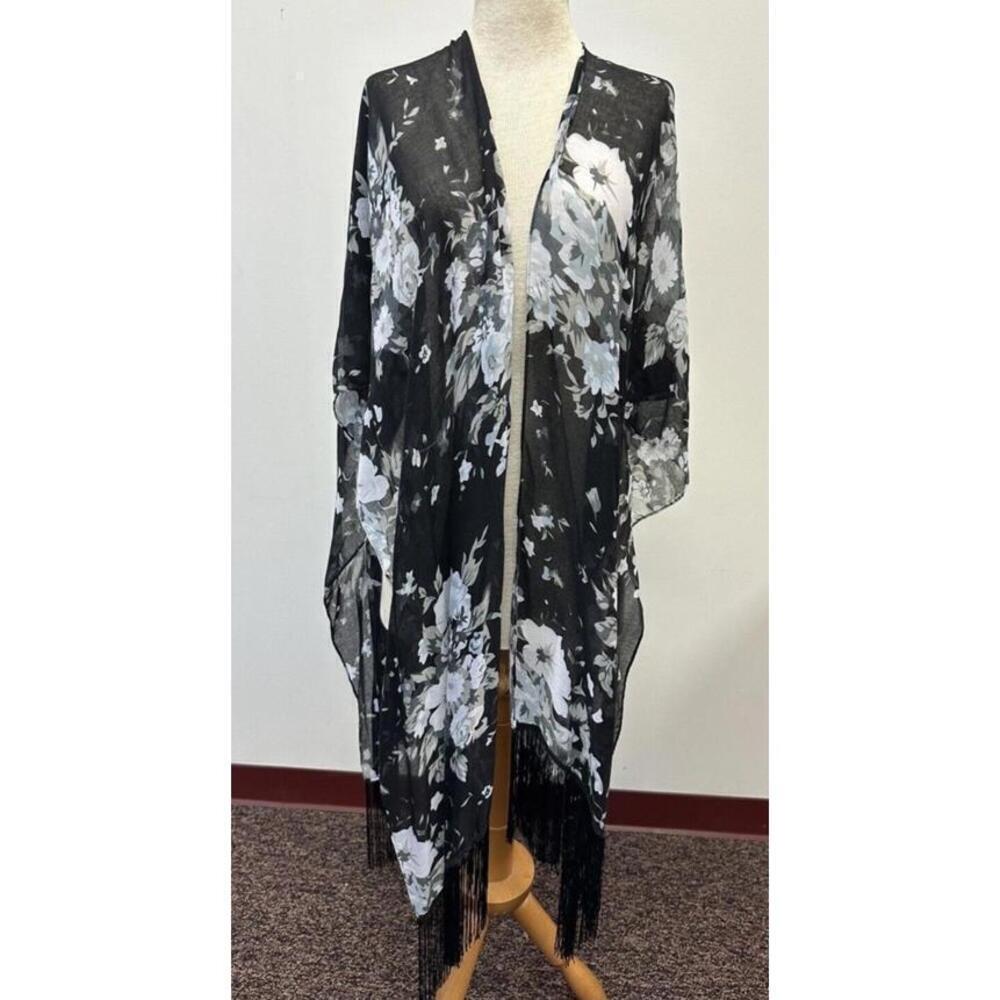 Colleen Lopez Scarf Shawl Womens One Size Black Floral Design